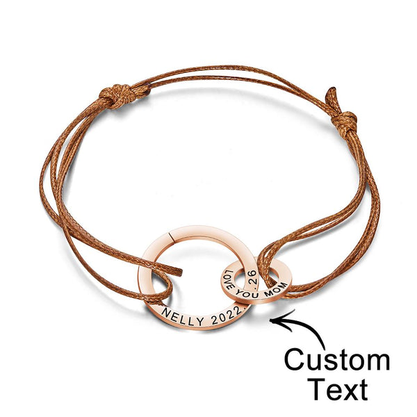 Cissyia.com Personalized Engravable Stainless Steel Entangled Circle Cut-Outs Braided Engraved Bracelet