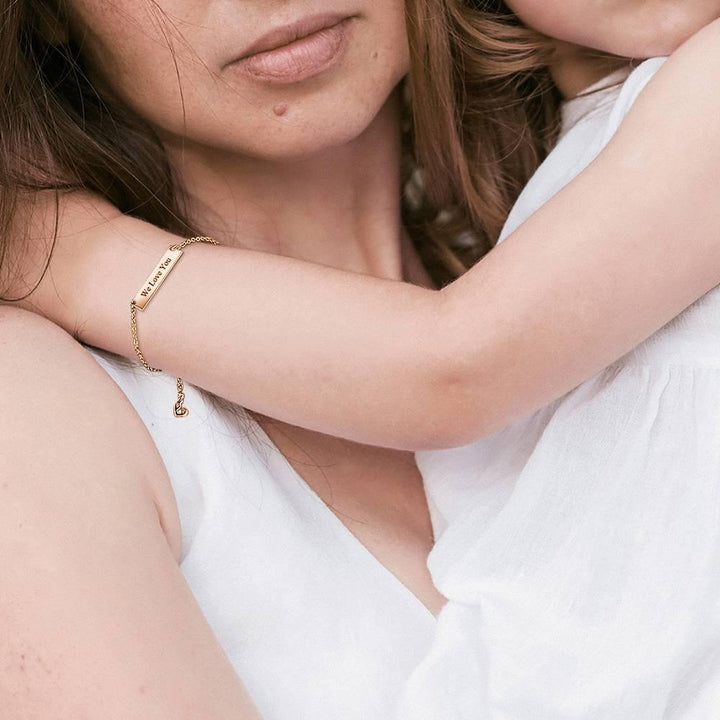 Cissyia.com Rose Gold Plated Engravable Bar Bolo Bracelet for Kids