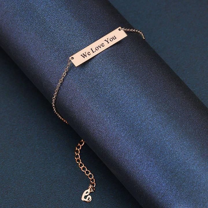 Cissyia.com Rose Gold Plated Engravable Bar Bolo Bracelet for Kids