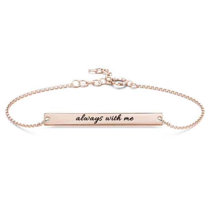 Cissyia.com Rose Gold Plated Personalized Bar Engraved Bracelet