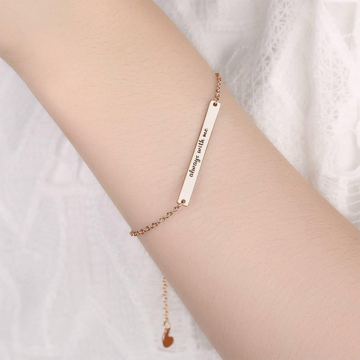 Cissyia.com Platinum Plated Personalized Engravable Bar Engraved Bracelet