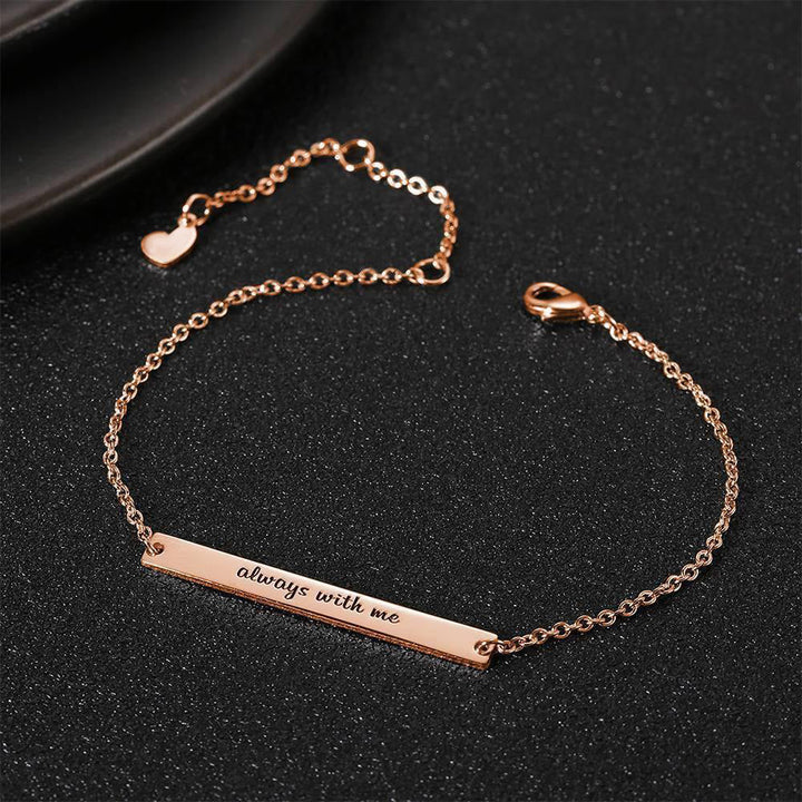 Cissyia.com Platinum Plated Personalized Engravable Bar Engraved Bracelet
