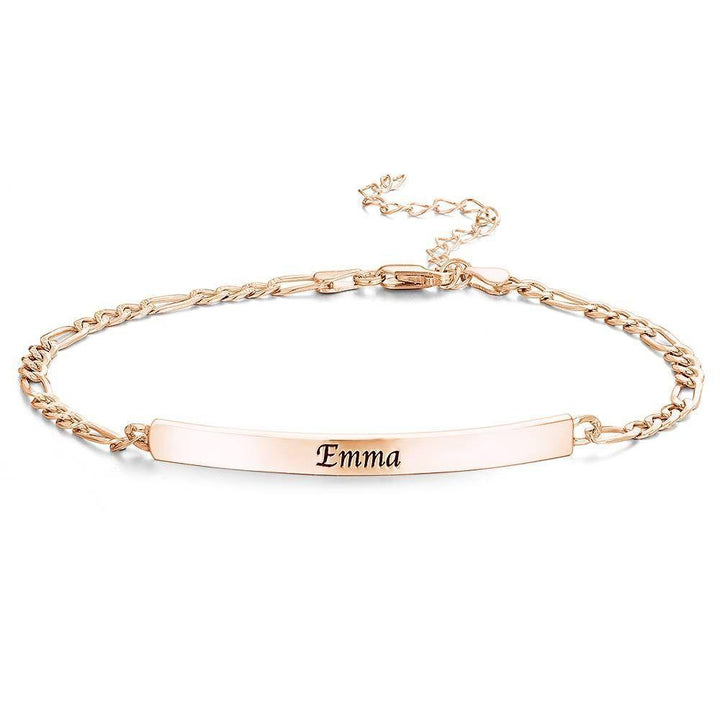 Cissyia.com Stainless Steel Personalized Bar Engraved Bracelet