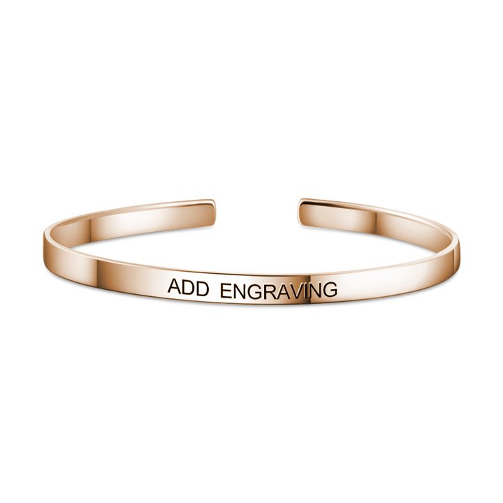 Cissyia.com Rose Gold Plated Engravable Open Bangle Engraved Bracelet