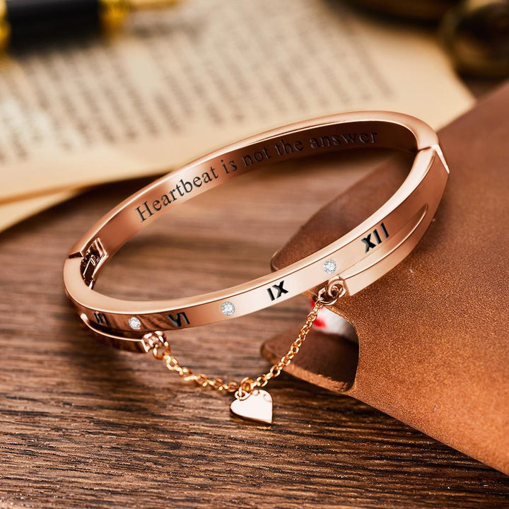 Cissyia.com Custom Engraved Bracelet with Heart Numeral Bracelet for Lovers