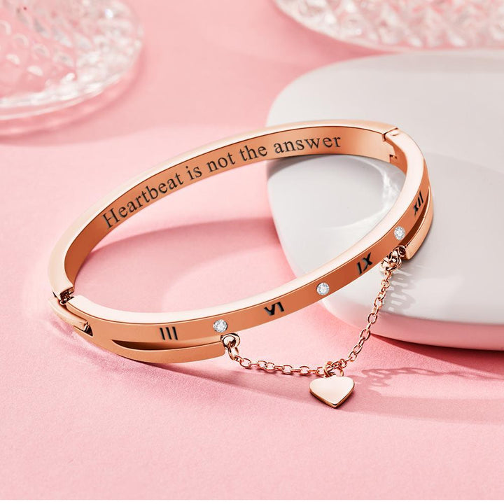 Cissyia.com Custom Engraved Bracelet with Heart Numeral Bracelet for Lovers