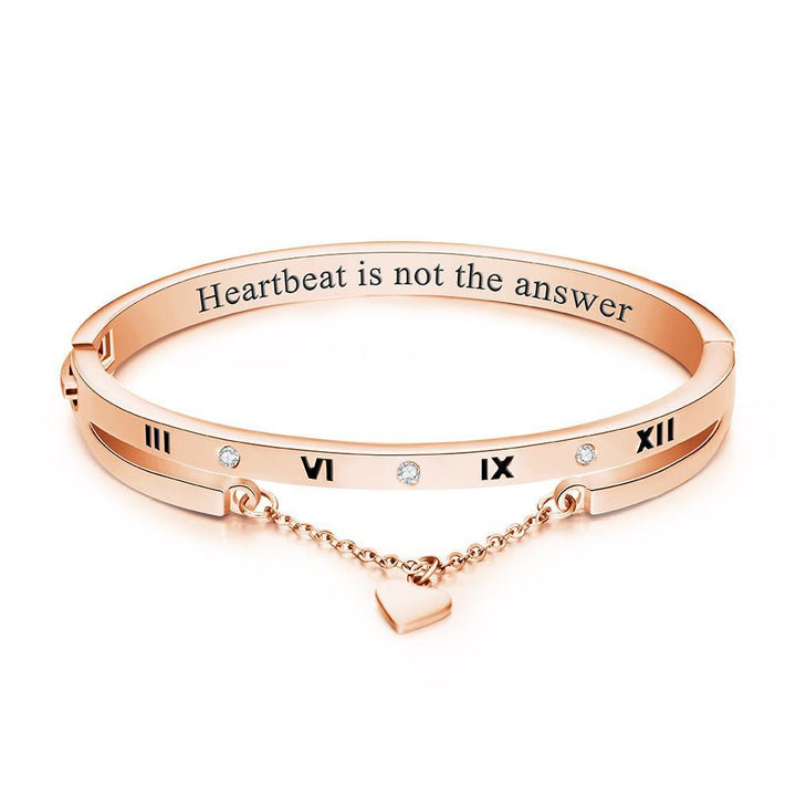Cissyia.com Custom Engraved Bracelet with Heart Numeral Bracelet for Lovers