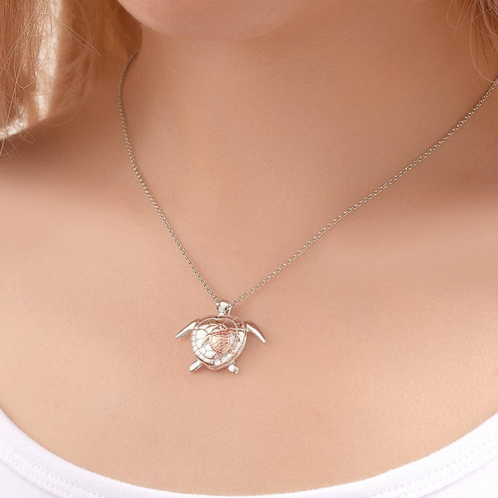 Cissyia.com Personalized Photo Sea Turtle Locket Pendant Necklace in Silver