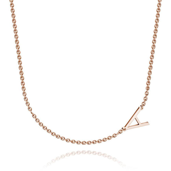 Cissyia.com Rose Gold Plated Personalized Single Initial Cut-Out Name Necklace