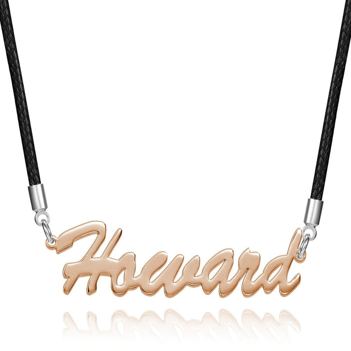 Cissyia.com Men’s Personalized Cut-Out Name Necklace, Leather Chain