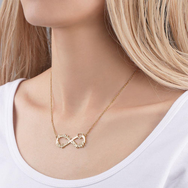 Cissyia.com Infinity Three Name Necklace Rose Gold Plated