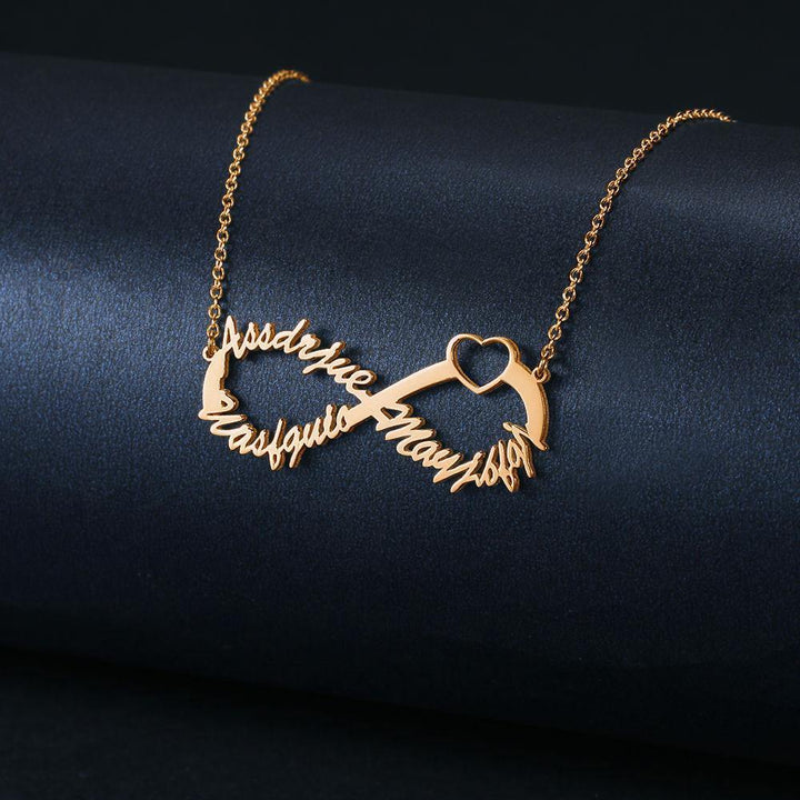 Cissyia.com Infinity Three Name Necklace Rose Gold Plated
