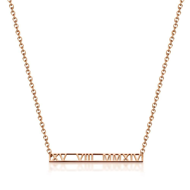 Cissyia.com Personalized Roman Numeral Date Pendant Name Necklace