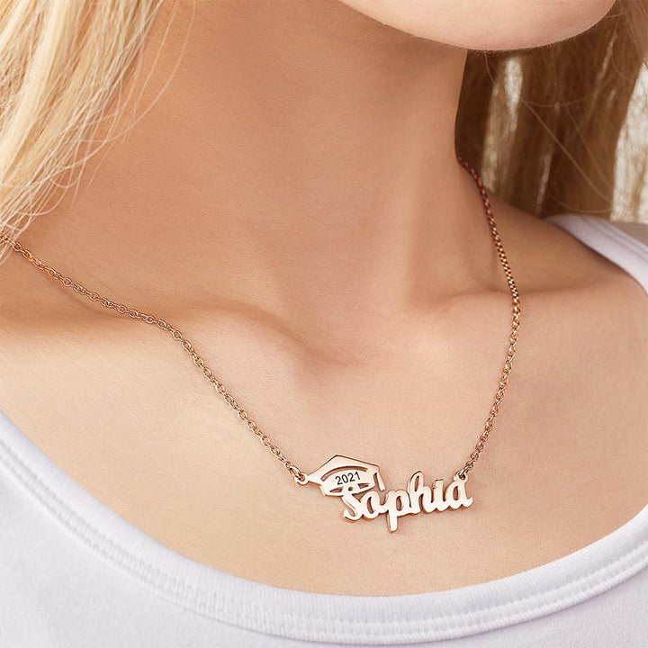 Cissyia.com Personalized Cap Name Cut-Out Name Necklace
