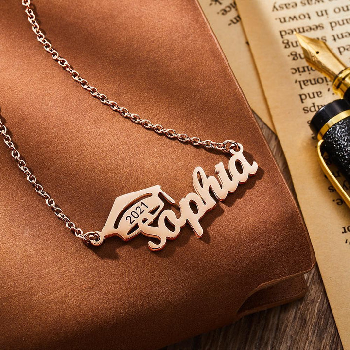 Cissyia.com Personalized Cap Name Cut-Out Name Necklace