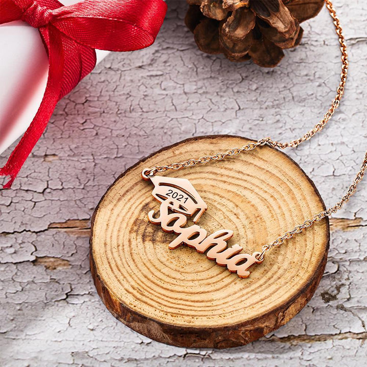 Cissyia.com Personalized Cap Name Cut-Out Name Necklace