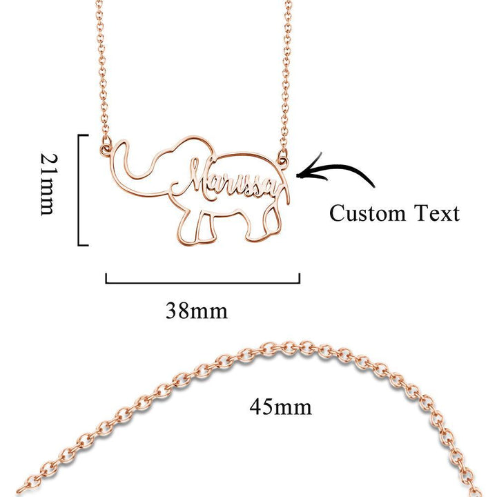 Cissyia.com Personalized Elephant Cut-Out Name Necklace