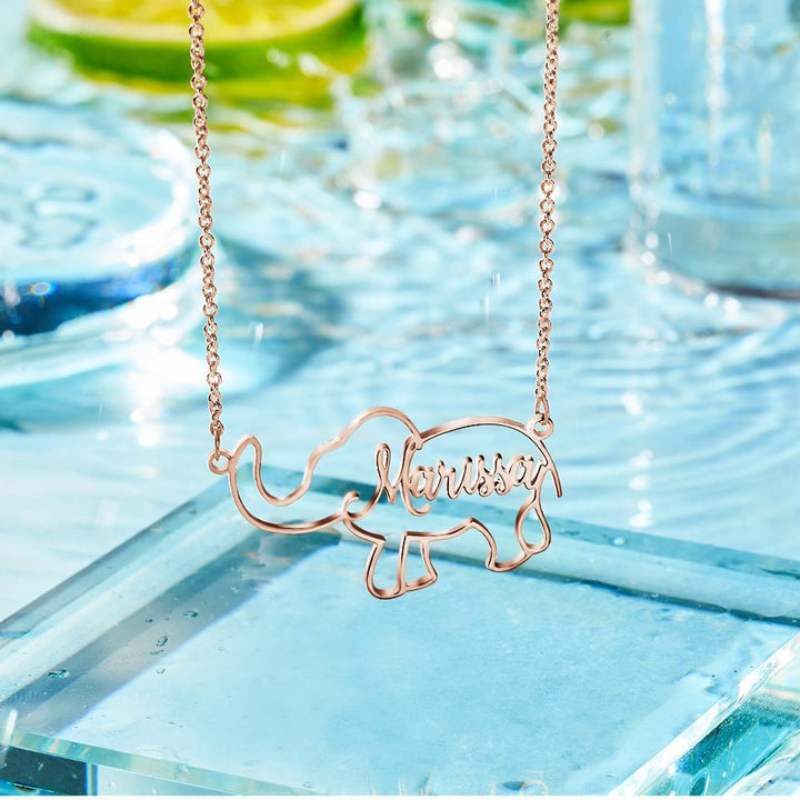 Cissyia.com Personalized Elephant Cut-Out Name Necklace