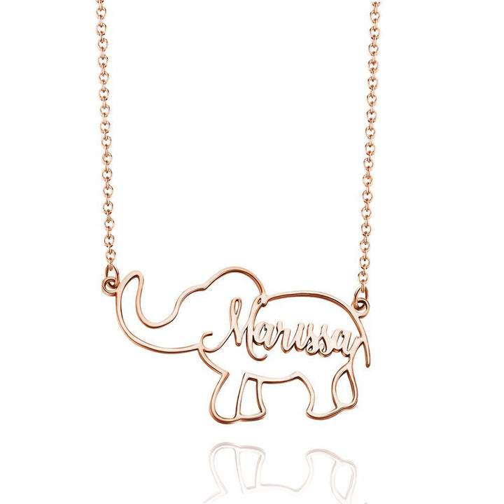 Cissyia.com Personalized Elephant Cut-Out Name Necklace