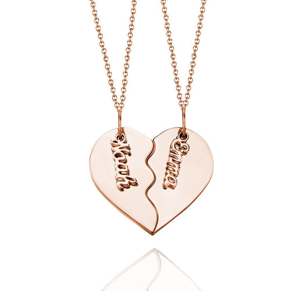 Cissyia.com Rose Gold Plated Personalized Breakable Heart Engraved Necklace for Couples