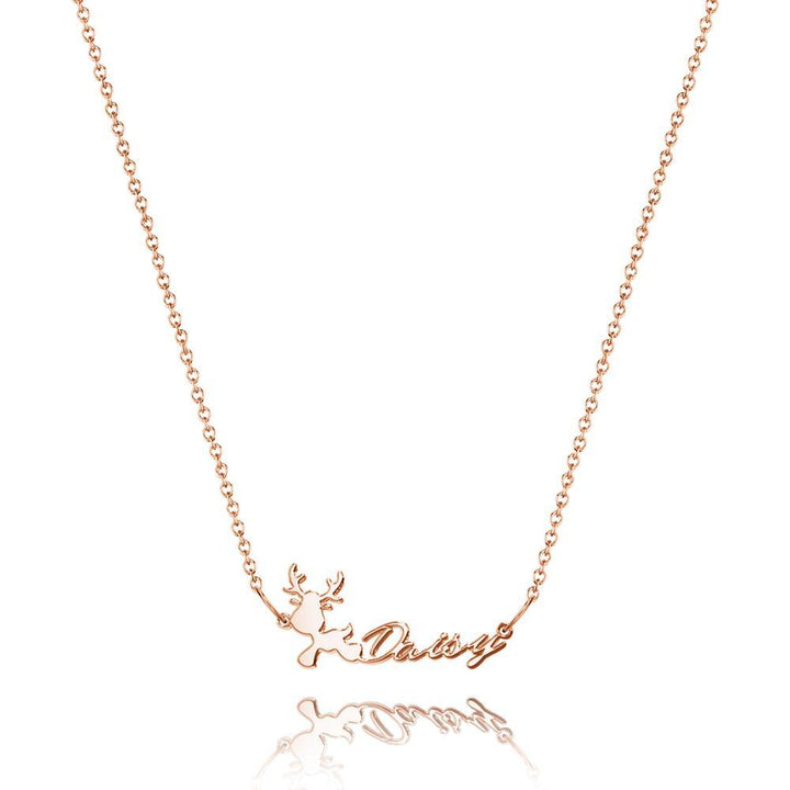Cissyia.com Personalized Reindeer Cut-Out Name Necklace