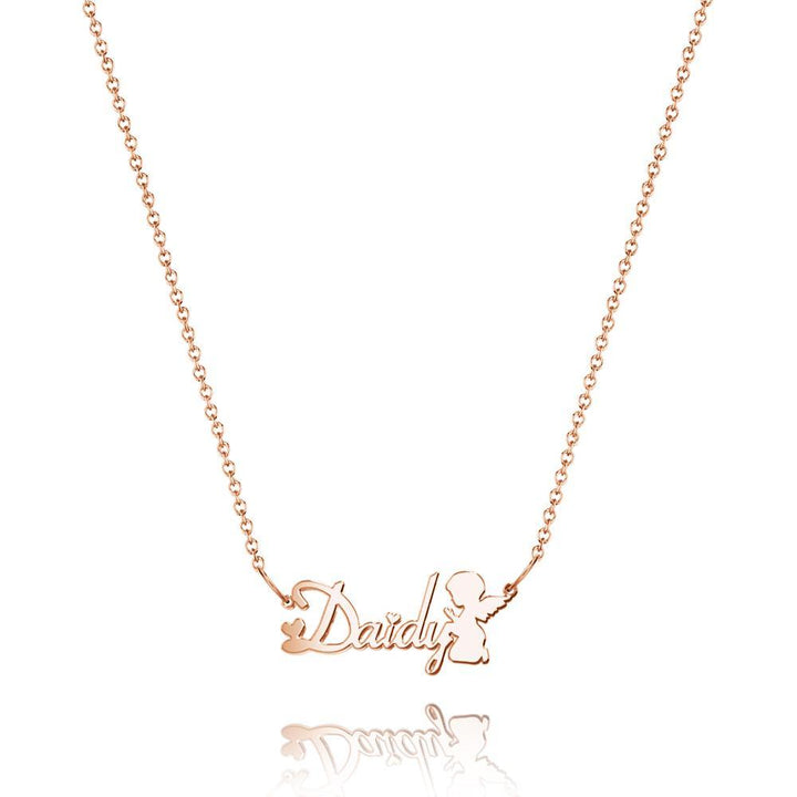 Cissyia.com Personalized Guardian Angel Cut-Out Name Necklace