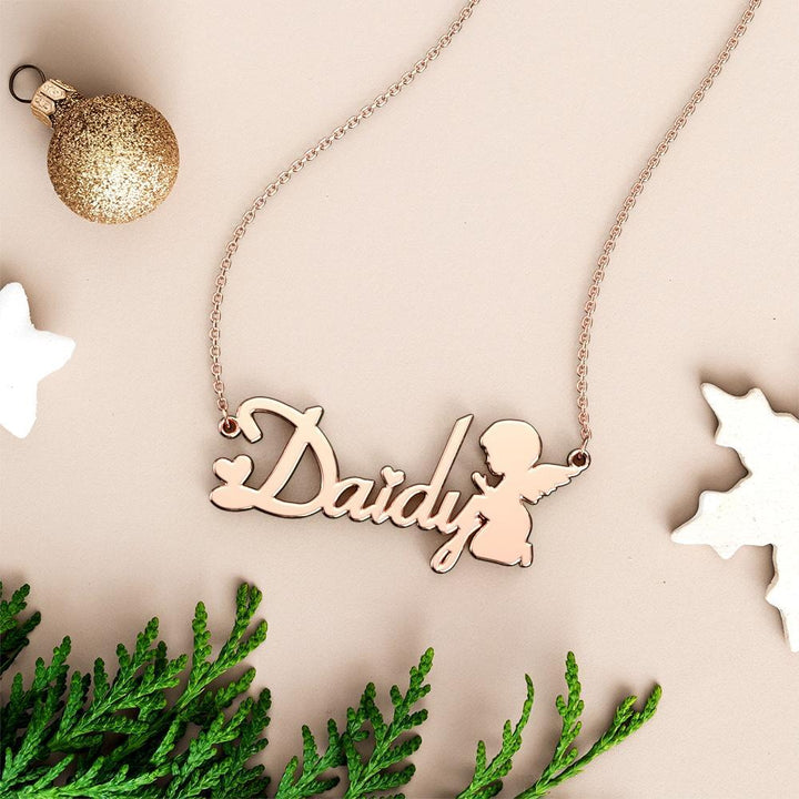Cissyia.com Personalized Guardian Angel Cut-Out Name Necklace
