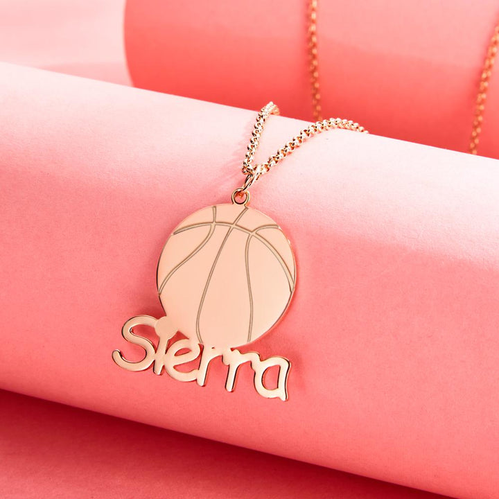 Cissyia.com Custom Engraved Name Necklace Basketball Player Pendant Sports Gift
