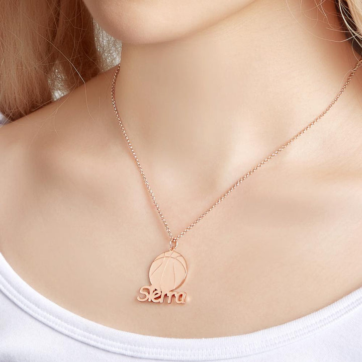 Cissyia.com Custom Engraved Name Necklace Basketball Player Pendant Sports Gift