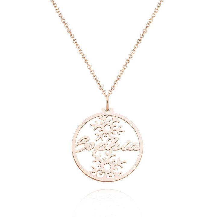 Cissyia.com Personalized Circle and Snowflakes Cut-Out Name Necklace