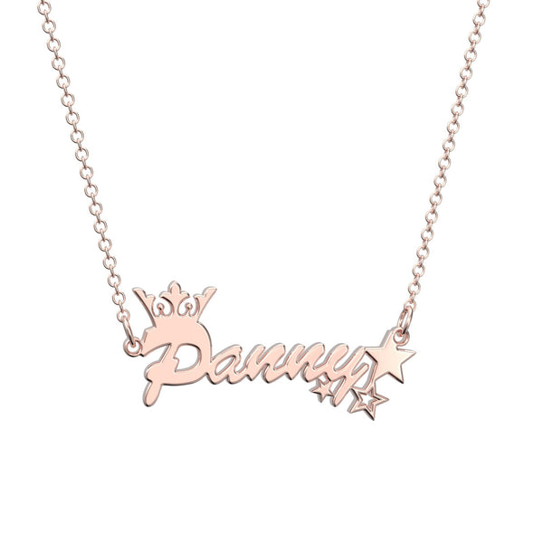 Cissyia.com Custom Name Necklace Crown and Stars Necklace Shining Little Princess