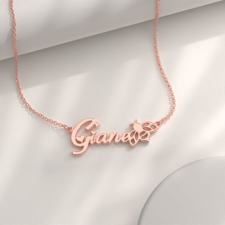 Cissyia.com Personalized Hearts and Bee Name Cut-Out Necklace