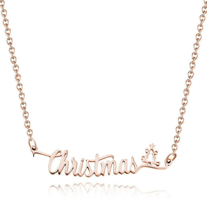 Cissyia.com Personalized Christmas Tree Two Names Cut-out Name Necklace
