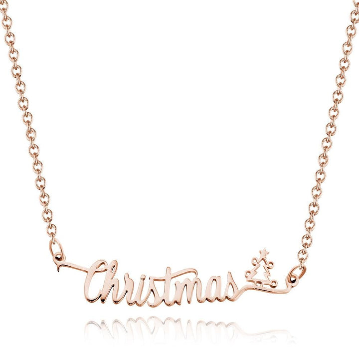 Cissyia.com Personalized Christmas Tree Two Names Cut-out Name Necklace