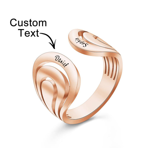 Cissyia.com Rose Gold Plated Open Cuff Engraved Ring