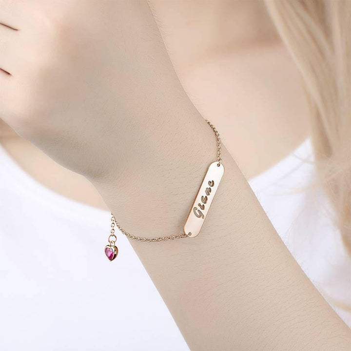Cissyia.com Rose Gold Plated Birthstone Name Bracelet