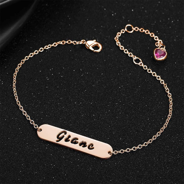 Cissyia.com Rose Gold Plated Birthstone Name Bracelet