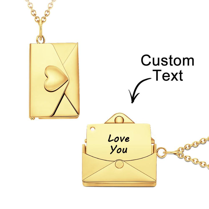 Cissyia.com Personalized Envelope Locket Pendant Engraved Necklace