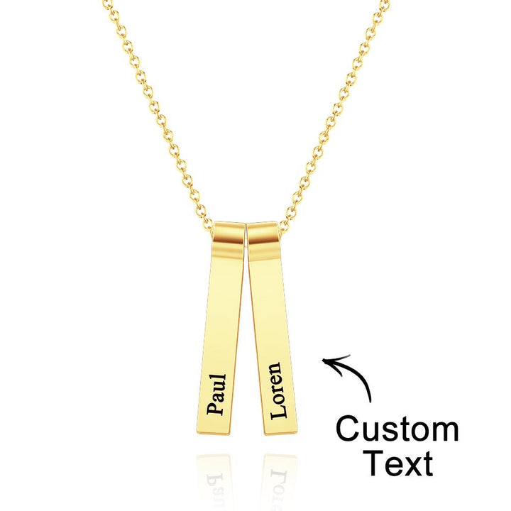Cissyia.com Custom Engraved Vertical 1-5 Names Necklace Stylish Personalized Pendant for Her