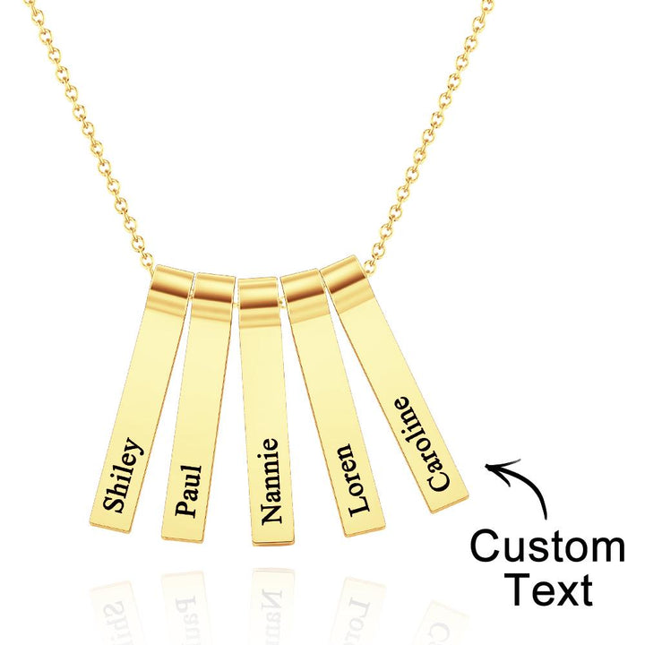 Cissyia.com Custom Engraved Vertical 1-5 Names Necklace Stylish Personalized Pendant for Her