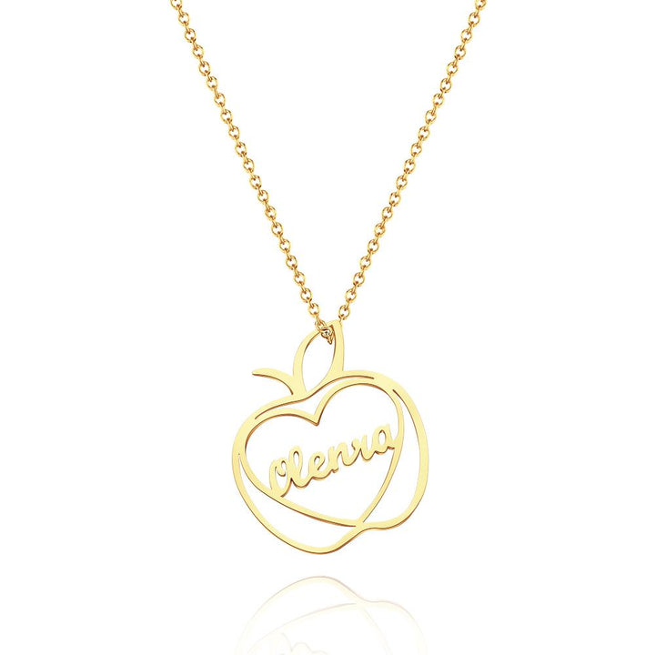 Cissyia.com Rose Gold Plated Personalized Apple and Heart Name Cut-Out Necklace