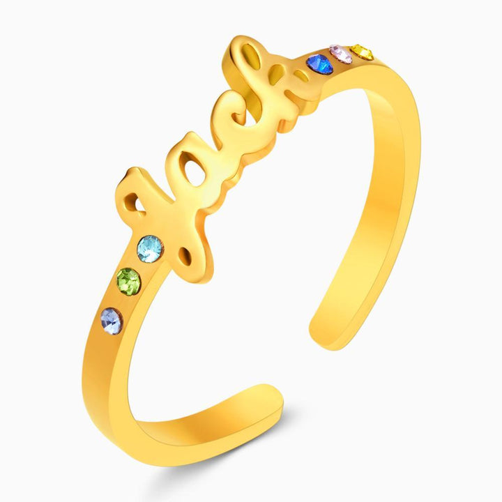 Cissyia.com Personalized Name Ring with Six Birthstones