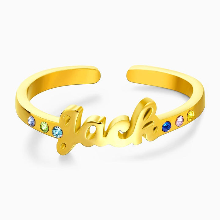 Cissyia.com Personalized Name Ring with Six Birthstones