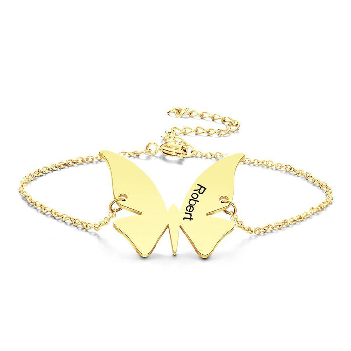 Cissyia.com Personalized Engravable Butterfly Charm Engraved Bracelet