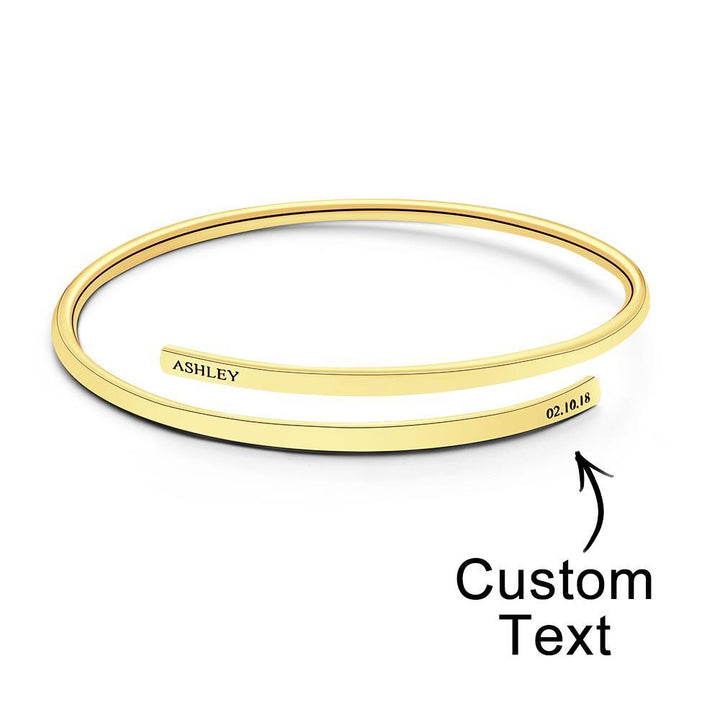 Cissyia.com Platinum Plated Personalized Wrap Engraved Bracelet