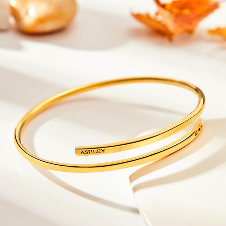 Cissyia.com Platinum Plated Personalized Wrap Engraved Bracelet