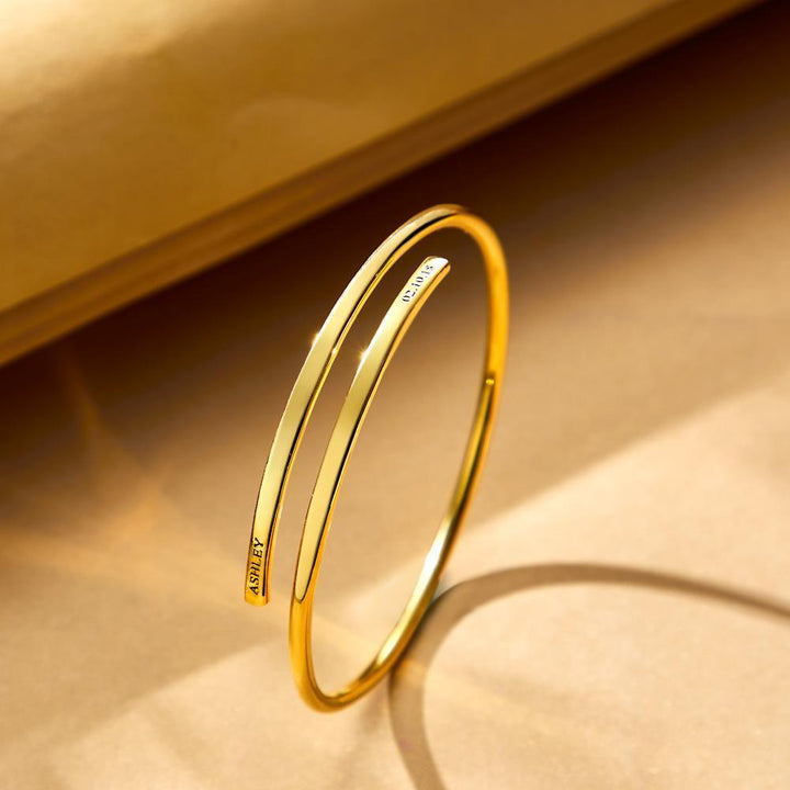 Cissyia.com Platinum Plated Personalized Wrap Engraved Bracelet