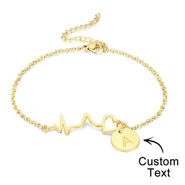 Cissyia.com Personalized Heartbeat and Engravable Round Charm Bracelet