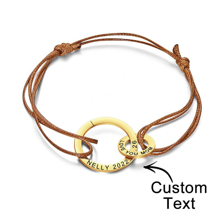 Cissyia.com Personalized Engravable Stainless Steel Entangled Circle Cut-Outs Braided Engraved Bracelet