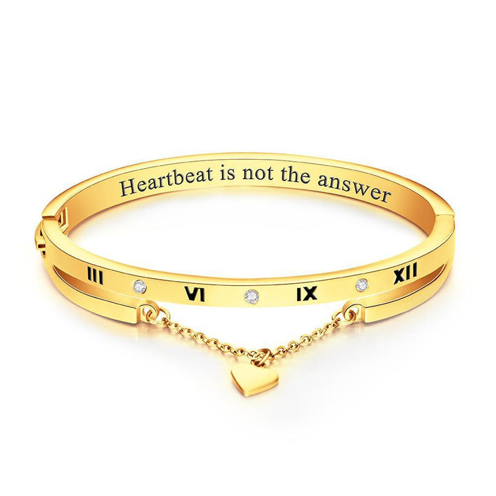 Cissyia.com Custom Engraved Bracelet with Heart Numeral Bracelet for Lovers